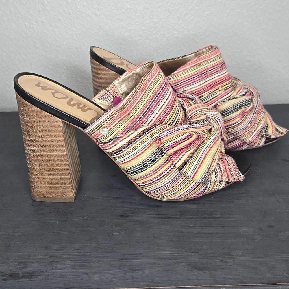 Sam Edelman Yumi Multi Color Bow Slide Heel Sandal Size 7 - Picture 3 of 11